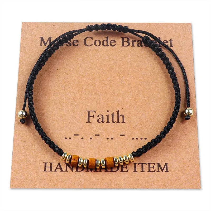 Handmade Wooden Beaded Morse Code Bracelets: Soul Sister