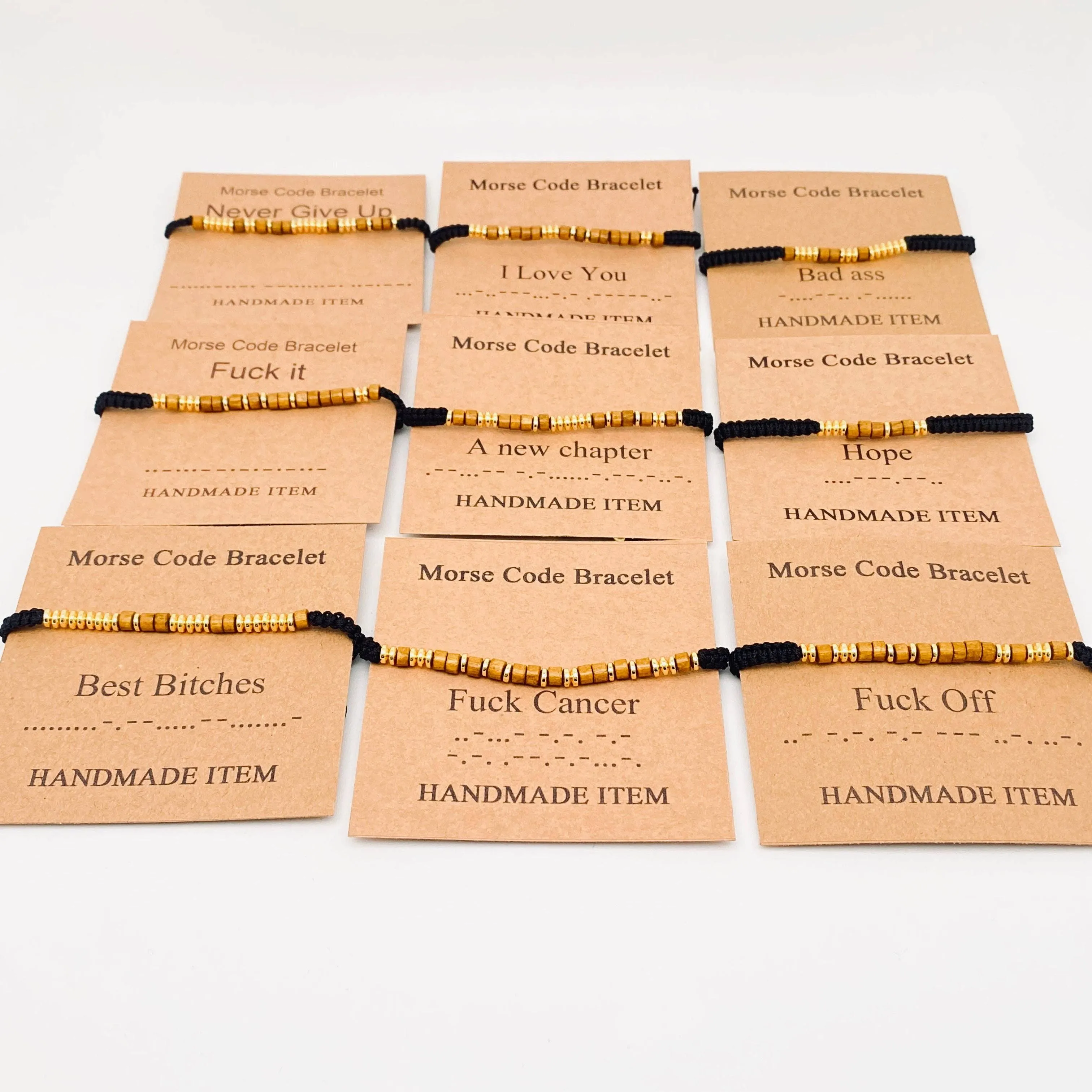 Handmade Wooden Beaded Morse Code Bracelets: Soul Sister