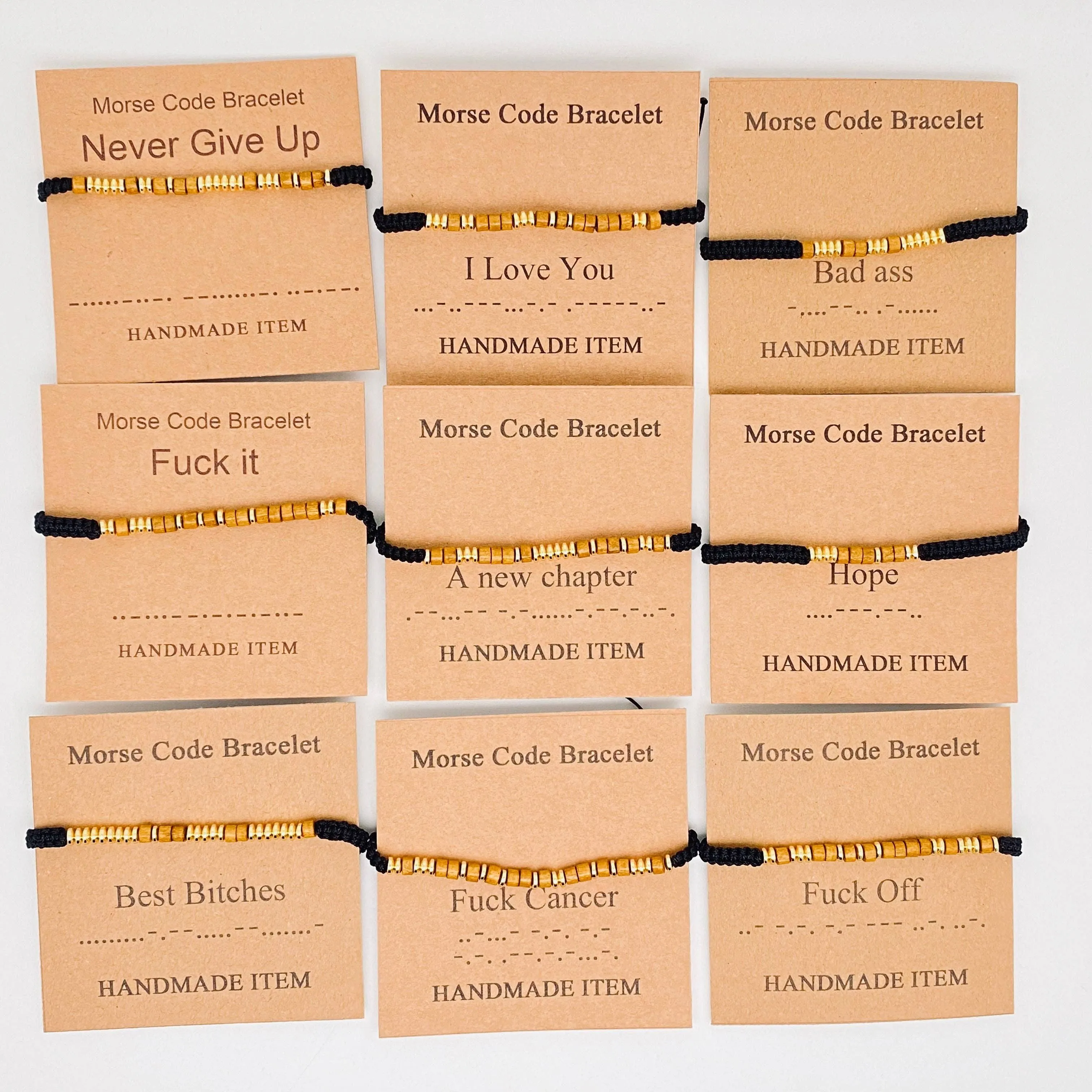 Handmade Wooden Beaded Morse Code Bracelets: Soul Sister