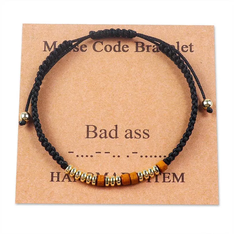 Handmade Wooden Beaded Morse Code Bracelets: Soul Sister