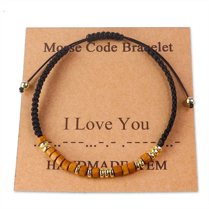 Handmade Wooden Beaded Morse Code Bracelets: Soul Sister