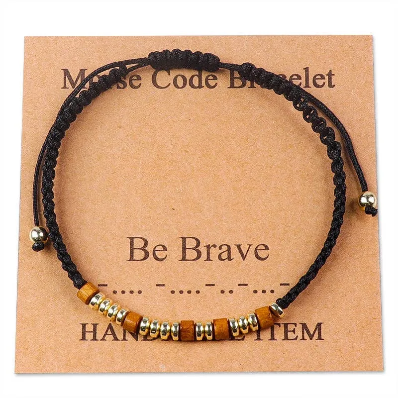 Handmade Wooden Beaded Morse Code Bracelets: Soul Sister