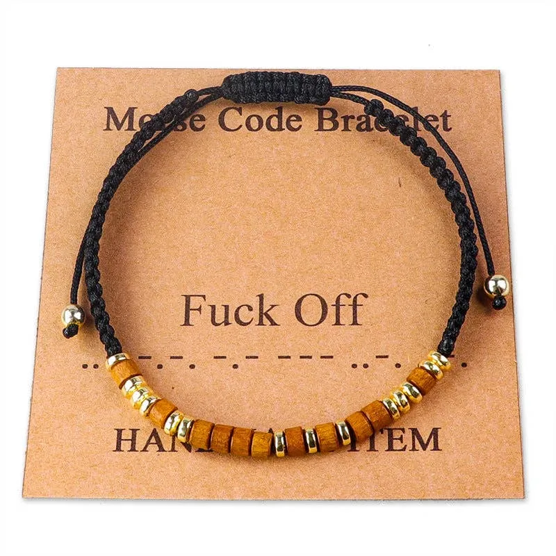 Handmade Wooden Beaded Morse Code Bracelets: Soul Sister