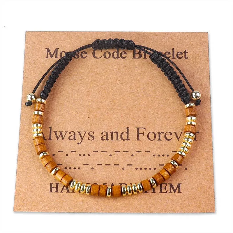Handmade Wooden Beaded Morse Code Bracelets: Soul Sister