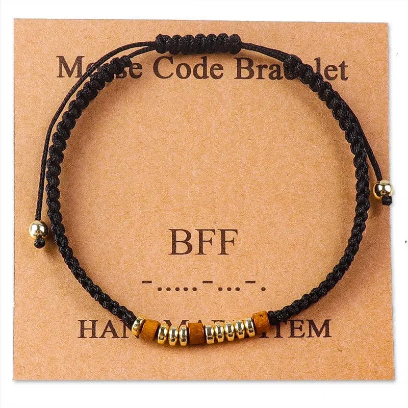 Handmade Wooden Beaded Morse Code Bracelets: Soul Sister