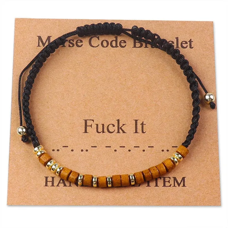 Handmade Wooden Beaded Morse Code Bracelets: Soul Sister