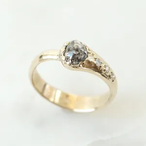Heart Salt & Pepper Diamond Ring