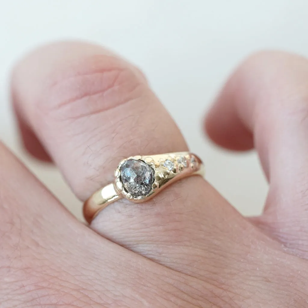 Heart Salt & Pepper Diamond Ring