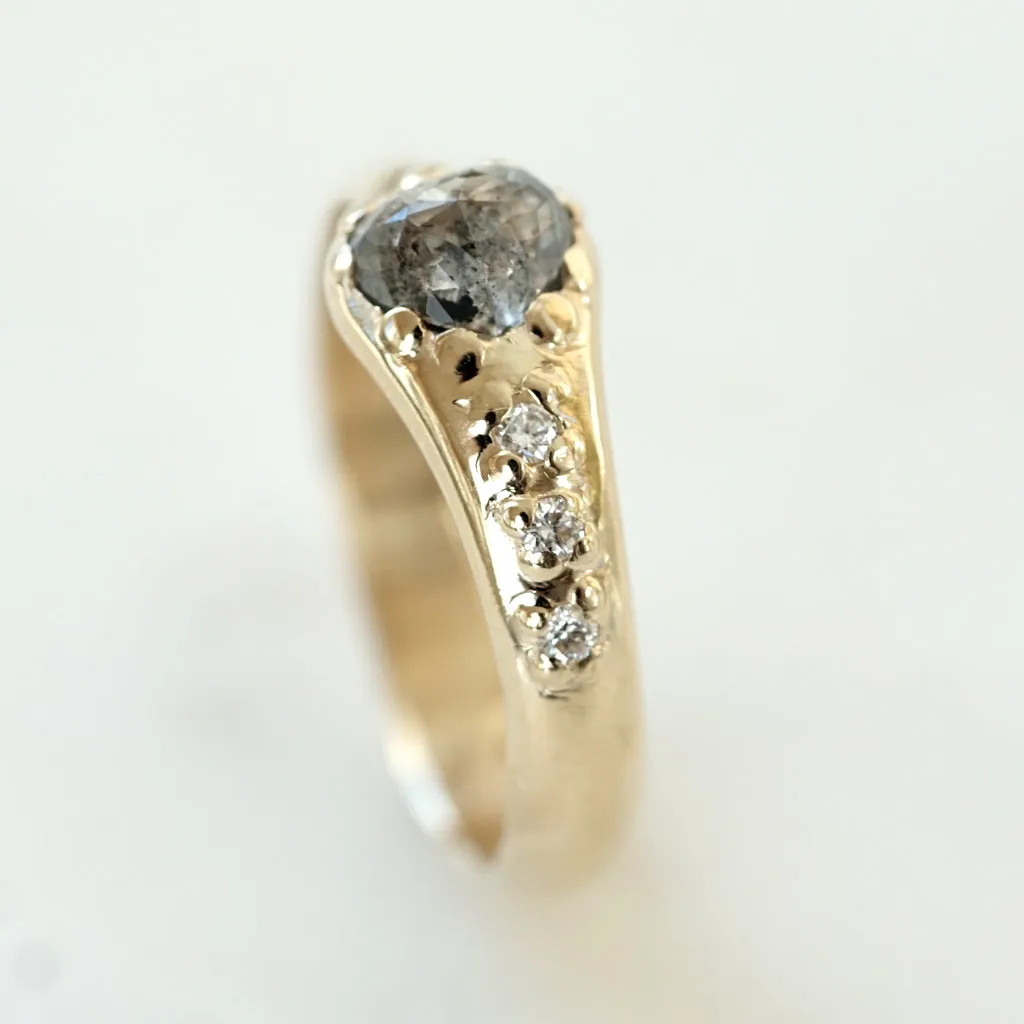 Heart Salt & Pepper Diamond Ring