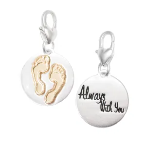 Heartfelt Emotions Silver 2-Tone Medallion - Footprints