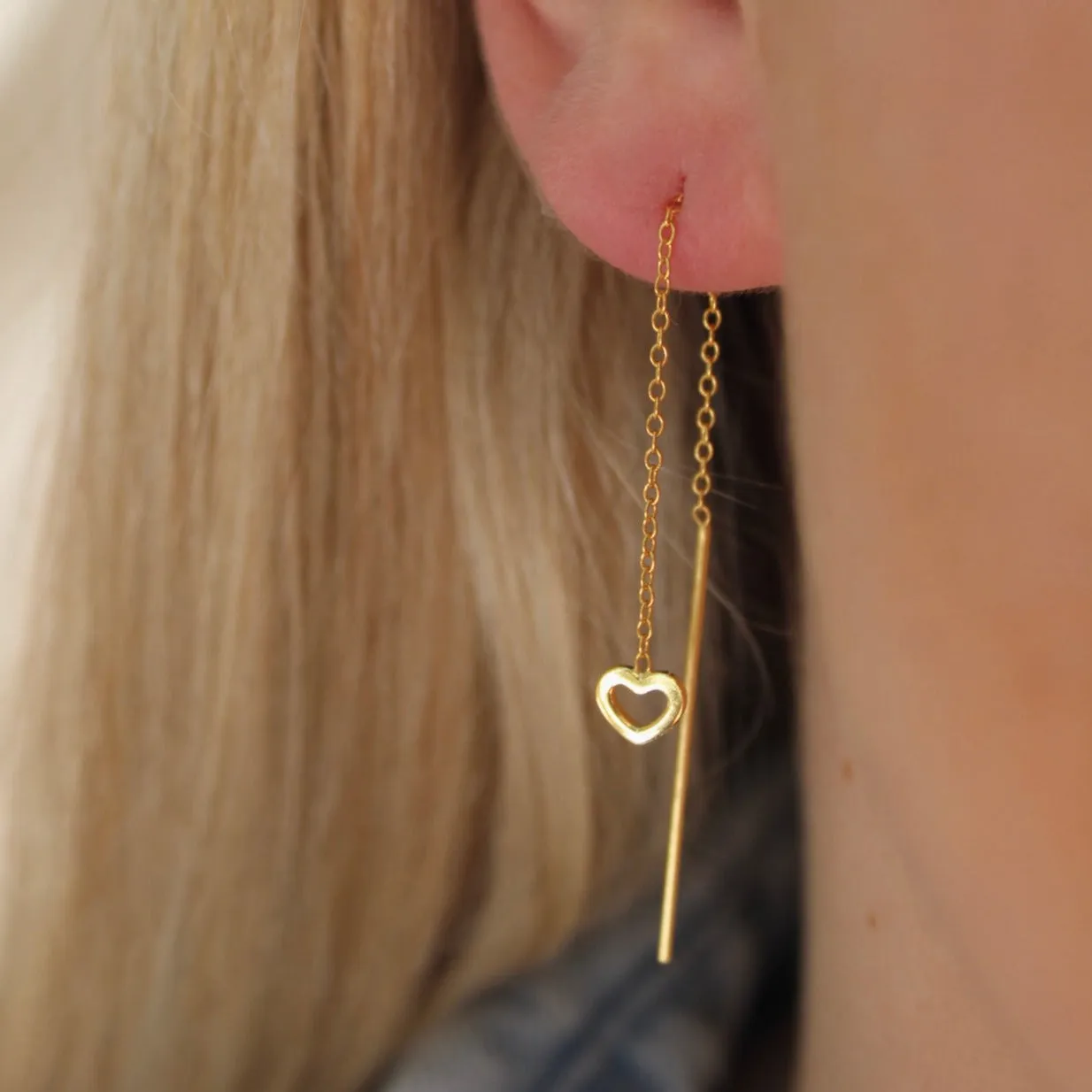 Heartly Chain Threader Earrings