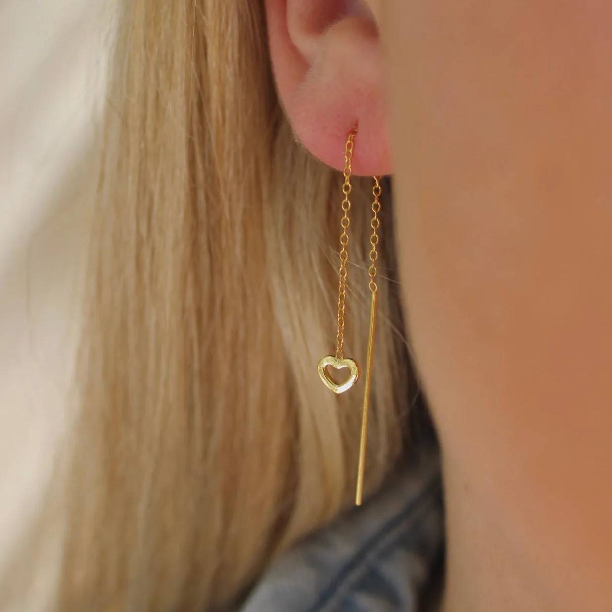 Heartly Chain Threader Earrings