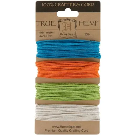 Hemp Cord Set - Brights 20lb (1mm) - 120'