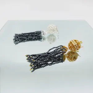 Herbal Locket Crystal Tassel Earrings - Terahertz Stone