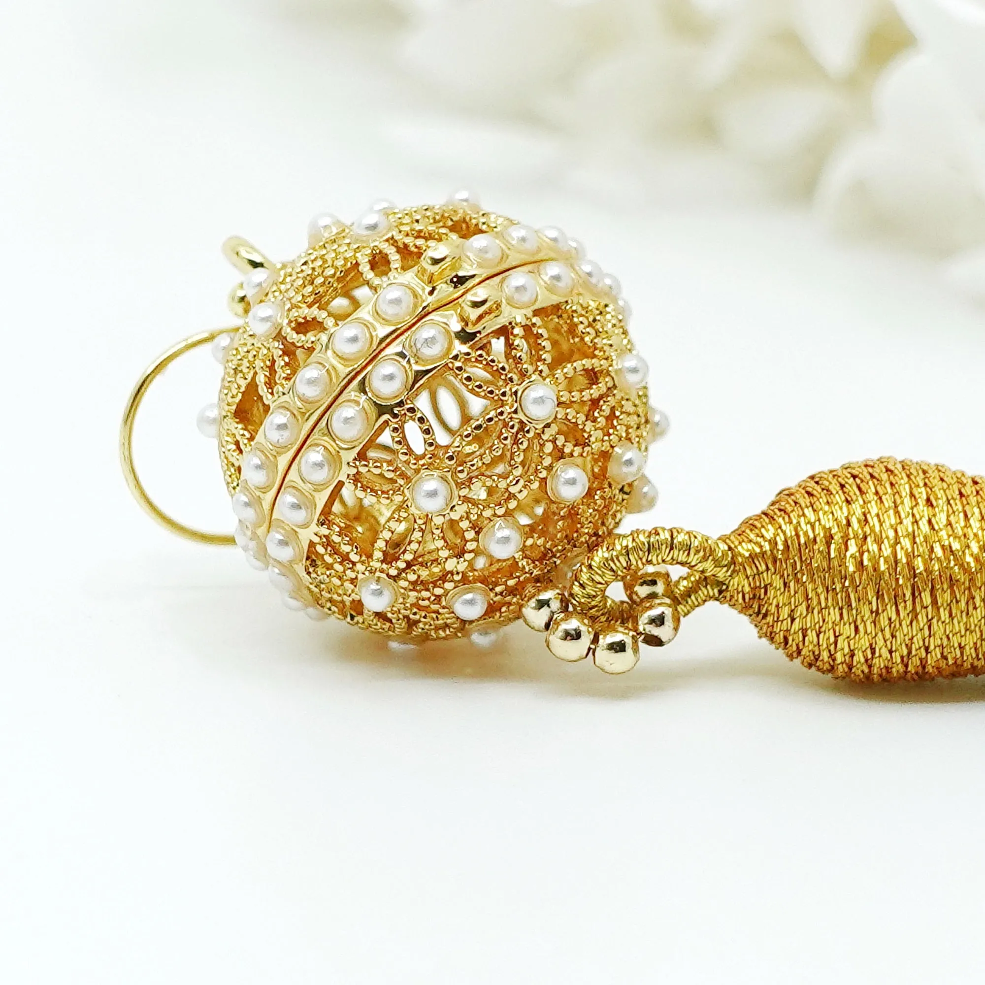 Herbal Locket Silk Tassel Earrings - Orange