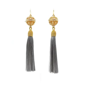 Herbal Locket Silk Tassel Earrings - Siver
