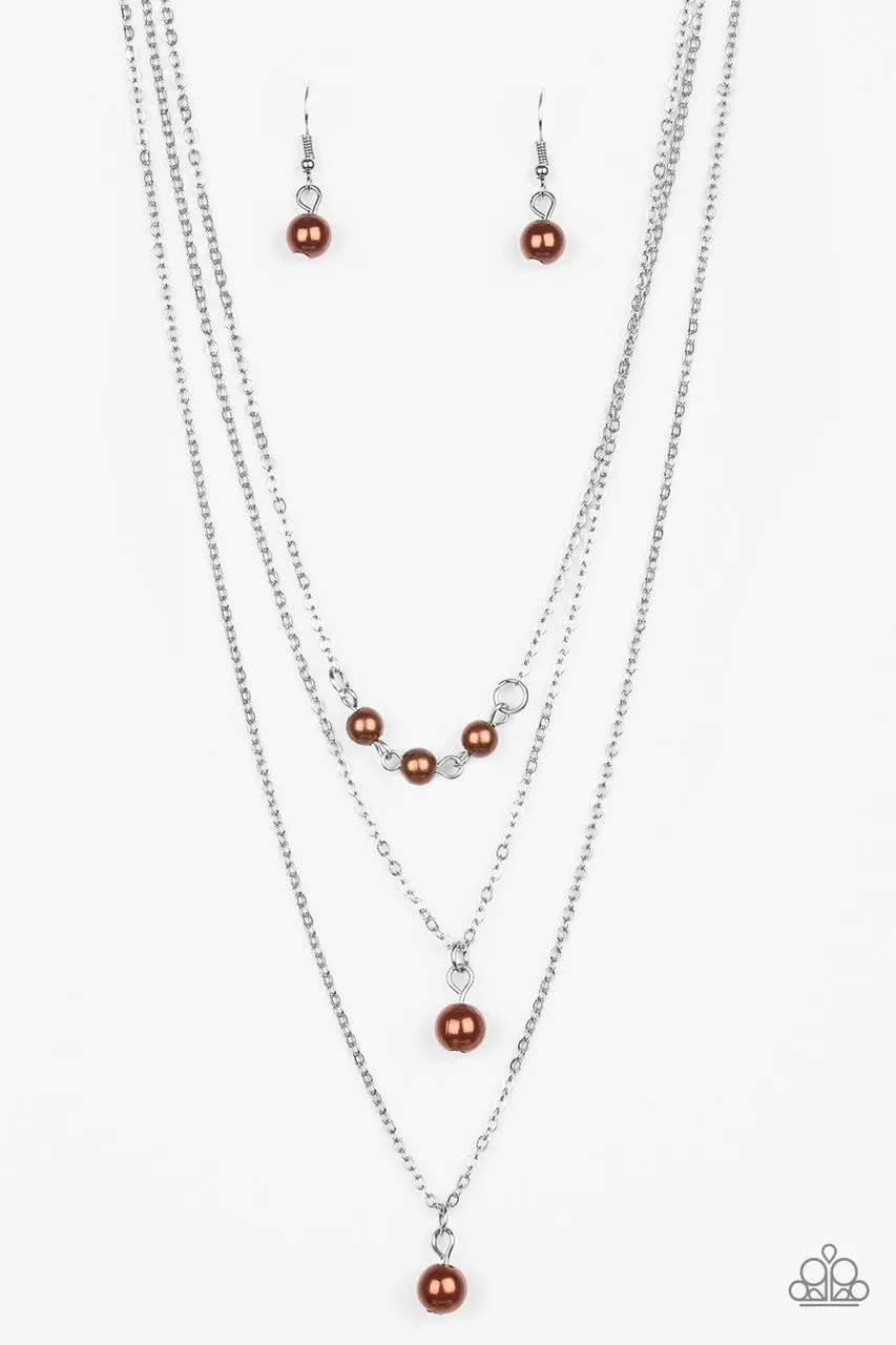 High Heels and Hustle - Brown - Pearl Tiered Paparazzi Short Necklace