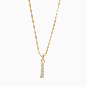 Hillberg & Berk Sterling Silver Gold Plated CZ Initial I Necklace