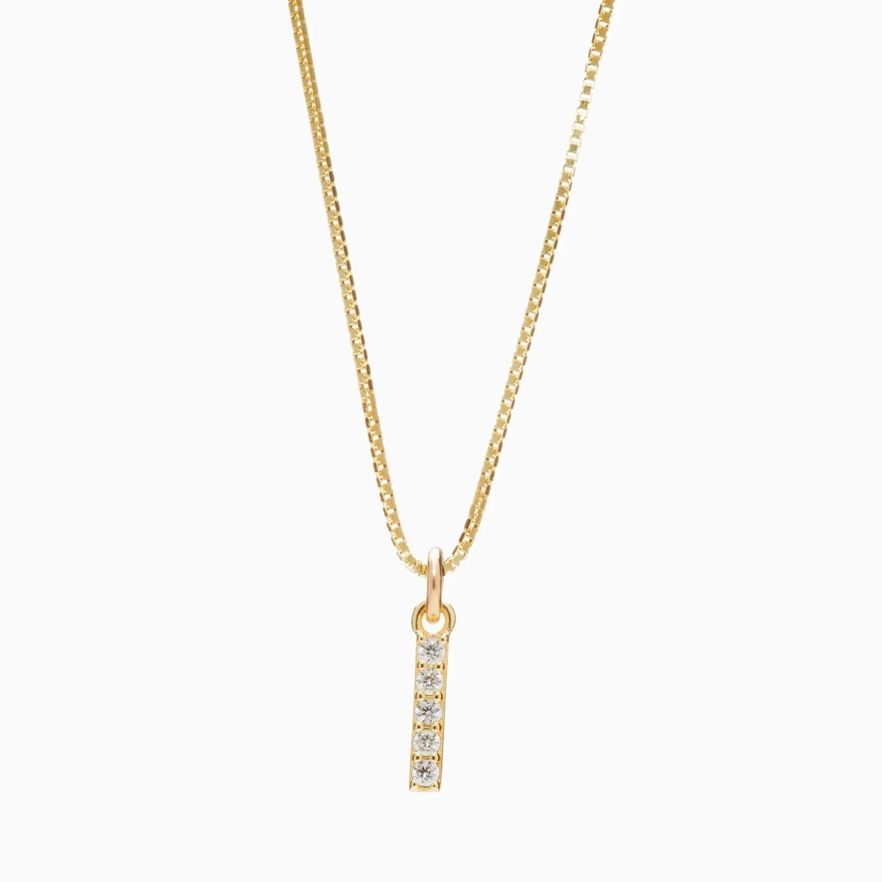 Hillberg & Berk Sterling Silver Gold Plated CZ Initial I Necklace