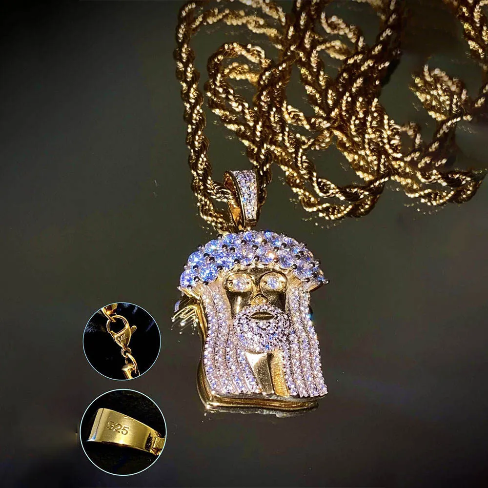 Hip Hop Jewelry Necklaces 18k Gold Plated Jesus Pendant Zircon Iced Out Pendant