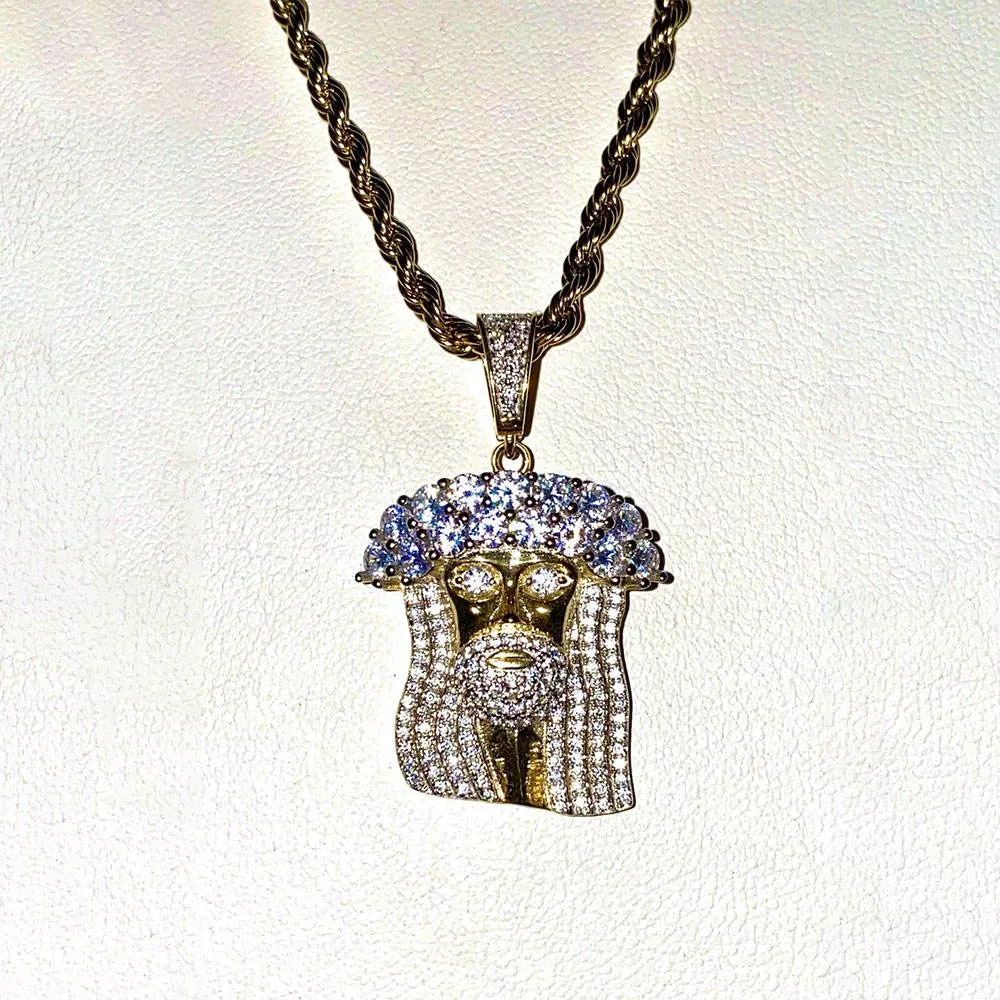 Hip Hop Jewelry Necklaces 18k Gold Plated Jesus Pendant Zircon Iced Out Pendant