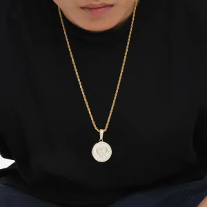 Hiphop Round Love Necklaces for Men Boys,Shiny Full Inlay Rhinestones CZ Stones Pendant