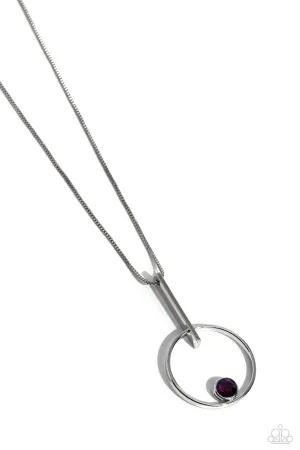 Hooped Theory - Purple - Rhinestone Floating Solitaire Paparazzi Short Necklace