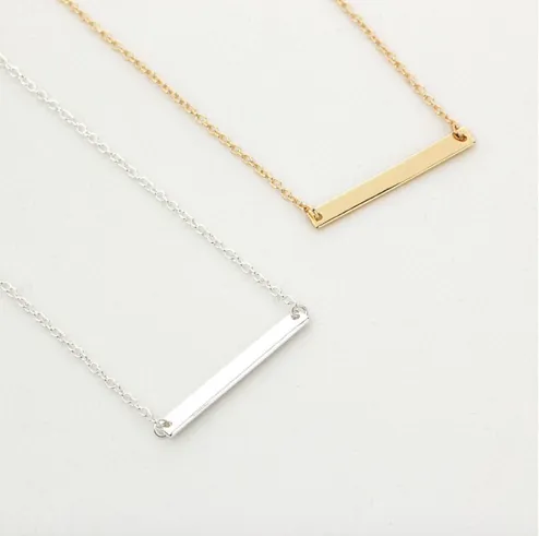 Horizontal Bar Necklaces in Silver and Gold