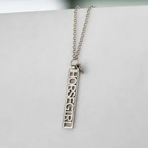 Horse Girl - Dog Tag Pendant and Rolo Chain Sterling Silver Necklace