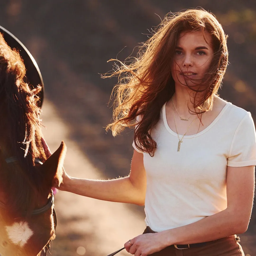Horse Girl - Dog Tag Pendant and Rolo Chain Sterling Silver Necklace