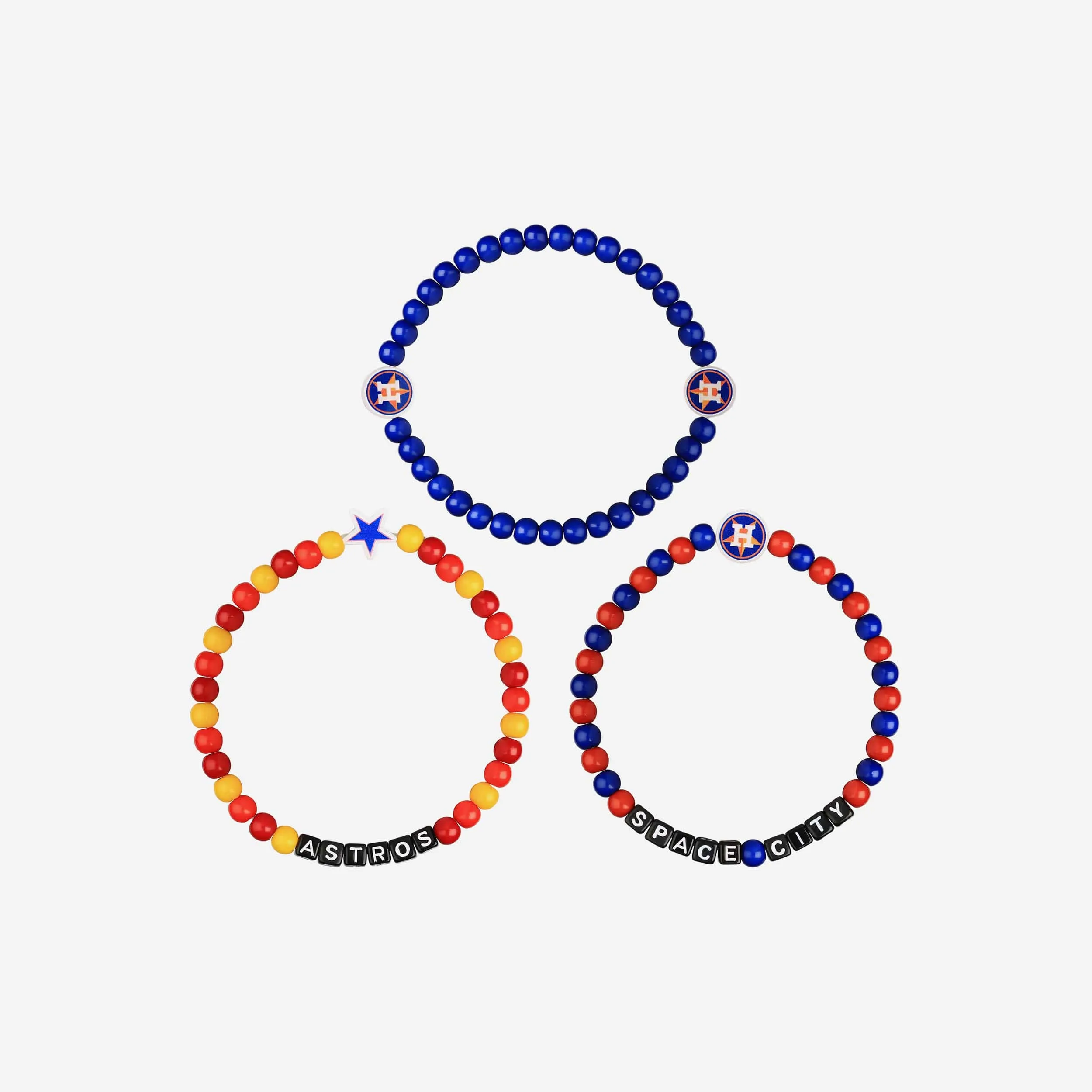 Houston Astros 3 Pack Beaded Friendship Bracelet