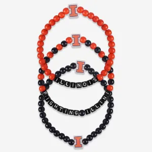 Illinois Fighting Illini 3 Pack Beaded Friendship Bracelet