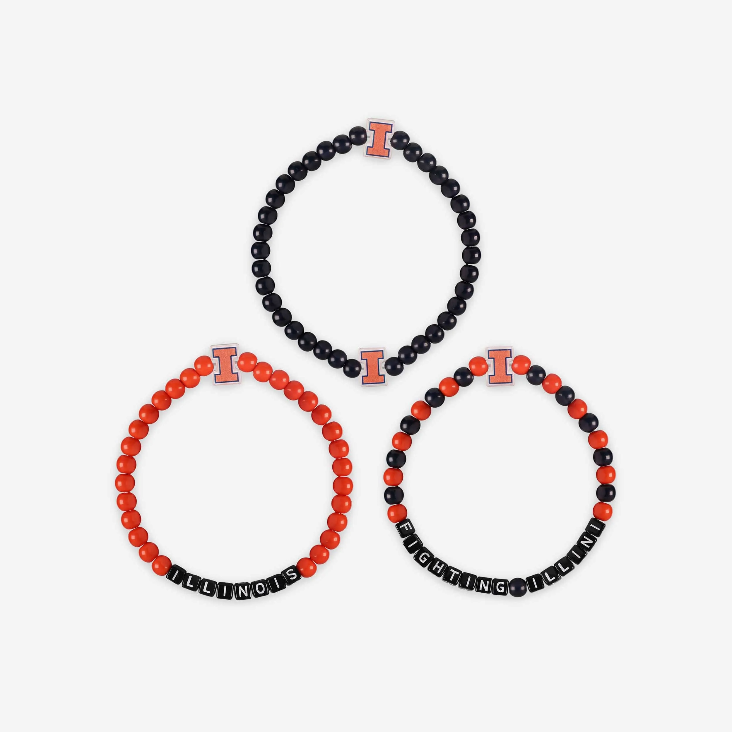 Illinois Fighting Illini 3 Pack Beaded Friendship Bracelet