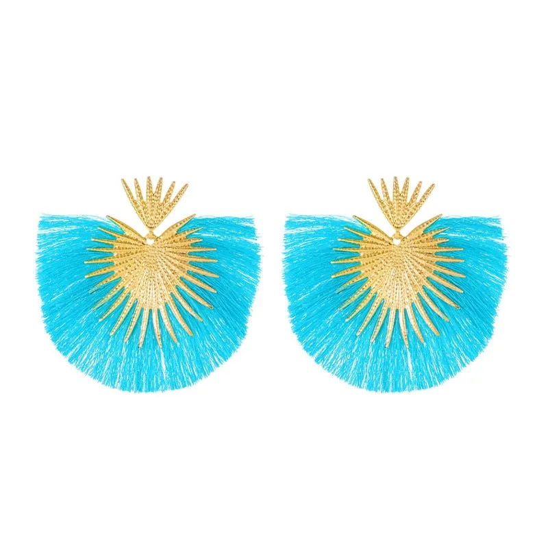 Inka Bohemian Big Exaggerated Fan Tassel Earrings