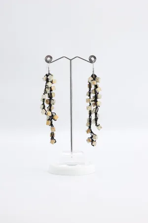 Iris Pashmina Hand-crocheted Tassel Earrings - Hand-painted