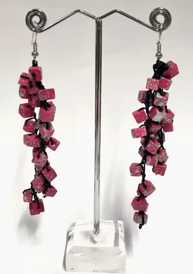 Iris Pashmina Hand-crocheted Tassel Earrings - Hand-painted