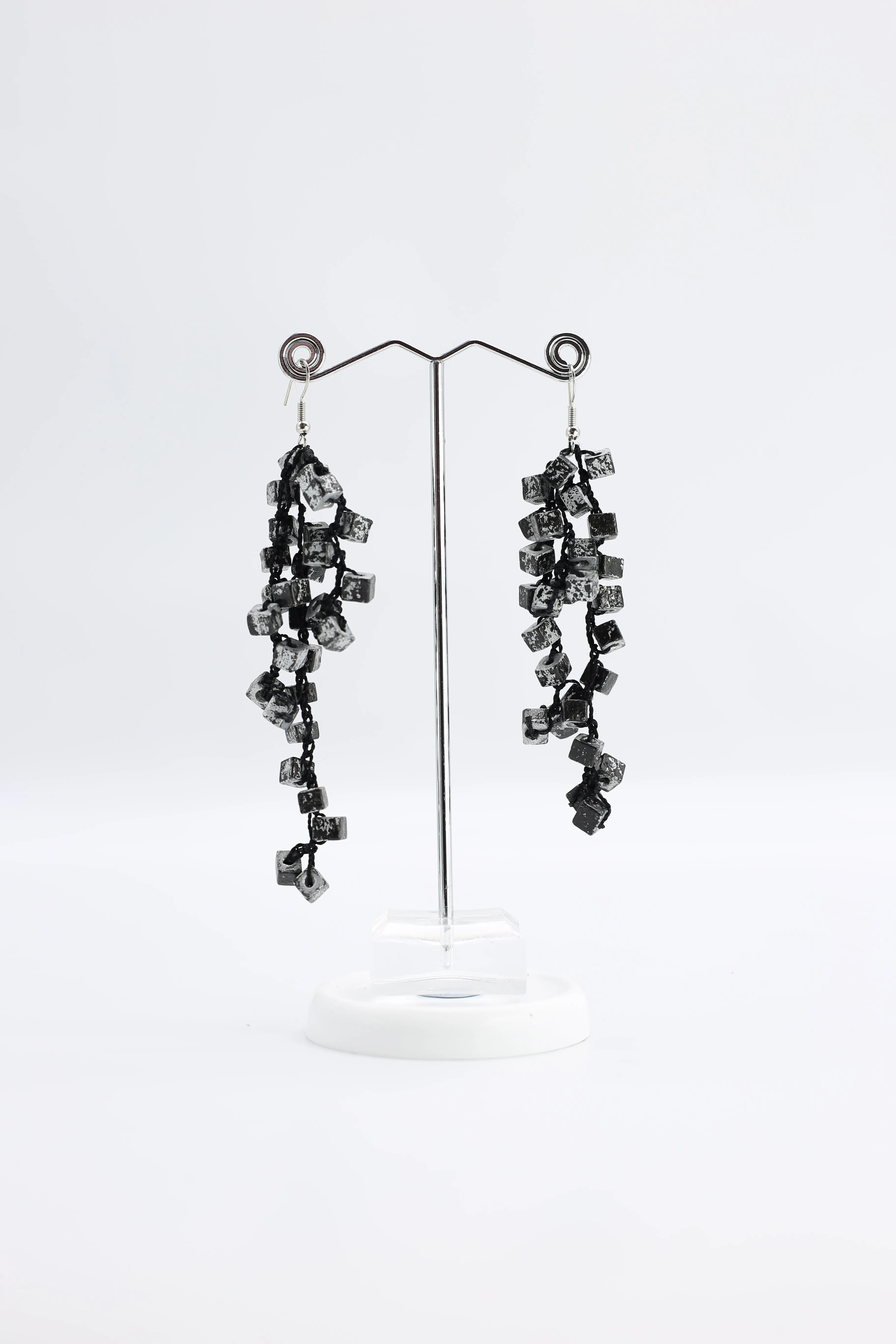 Iris Pashmina Hand-crocheted Tassel Earrings - Hand-painted