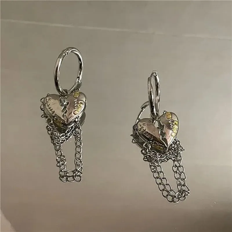 Irregular Heart Tassel Star Earrings Women Design Senior Sense of Fashion Personality Earring Y2K Trendy Party Jewelry Gift