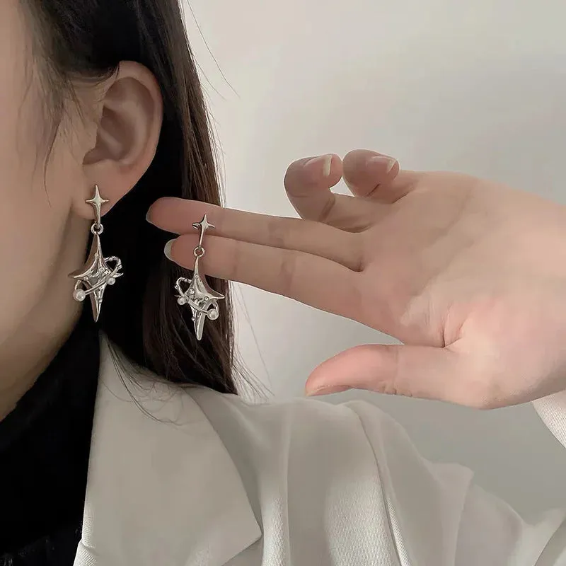 Irregular Heart Tassel Star Earrings Women Design Senior Sense of Fashion Personality Earring Y2K Trendy Party Jewelry Gift