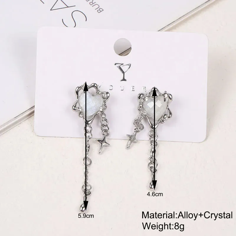 Irregular Heart Tassel Star Earrings Women Design Senior Sense of Fashion Personality Earring Y2K Trendy Party Jewelry Gift