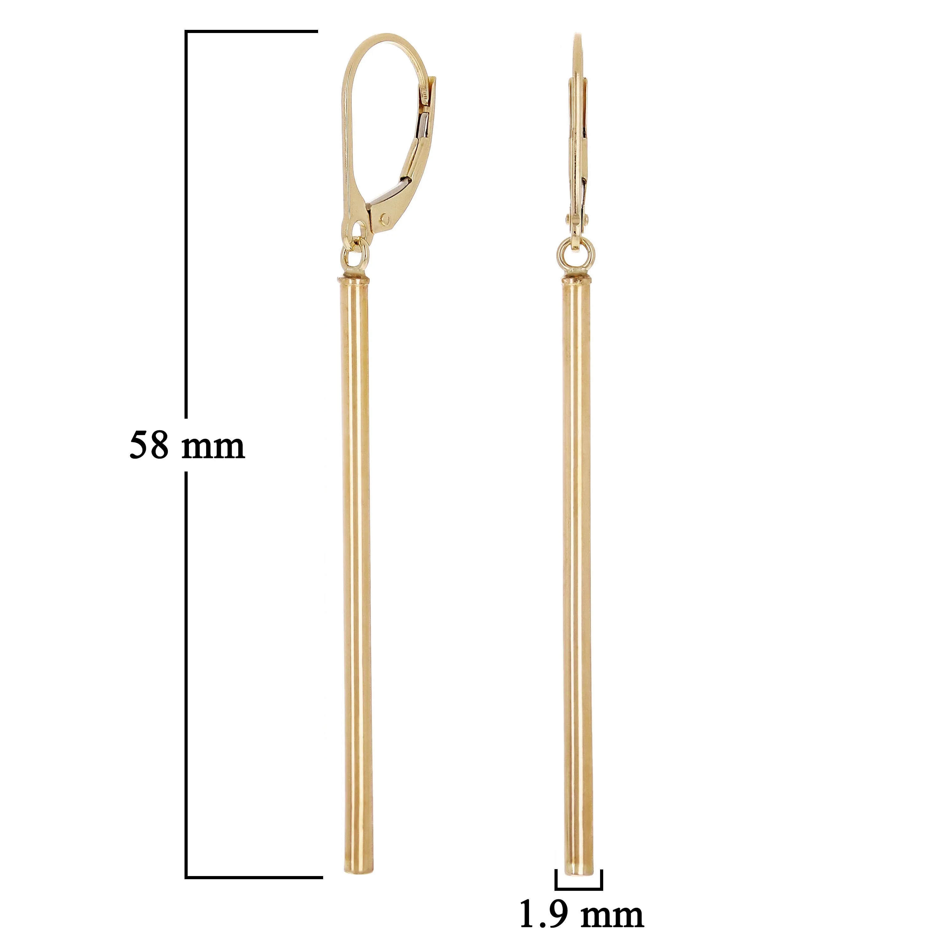 Italian 14k Yellow Gold Vertical Dangle Drop Earrings