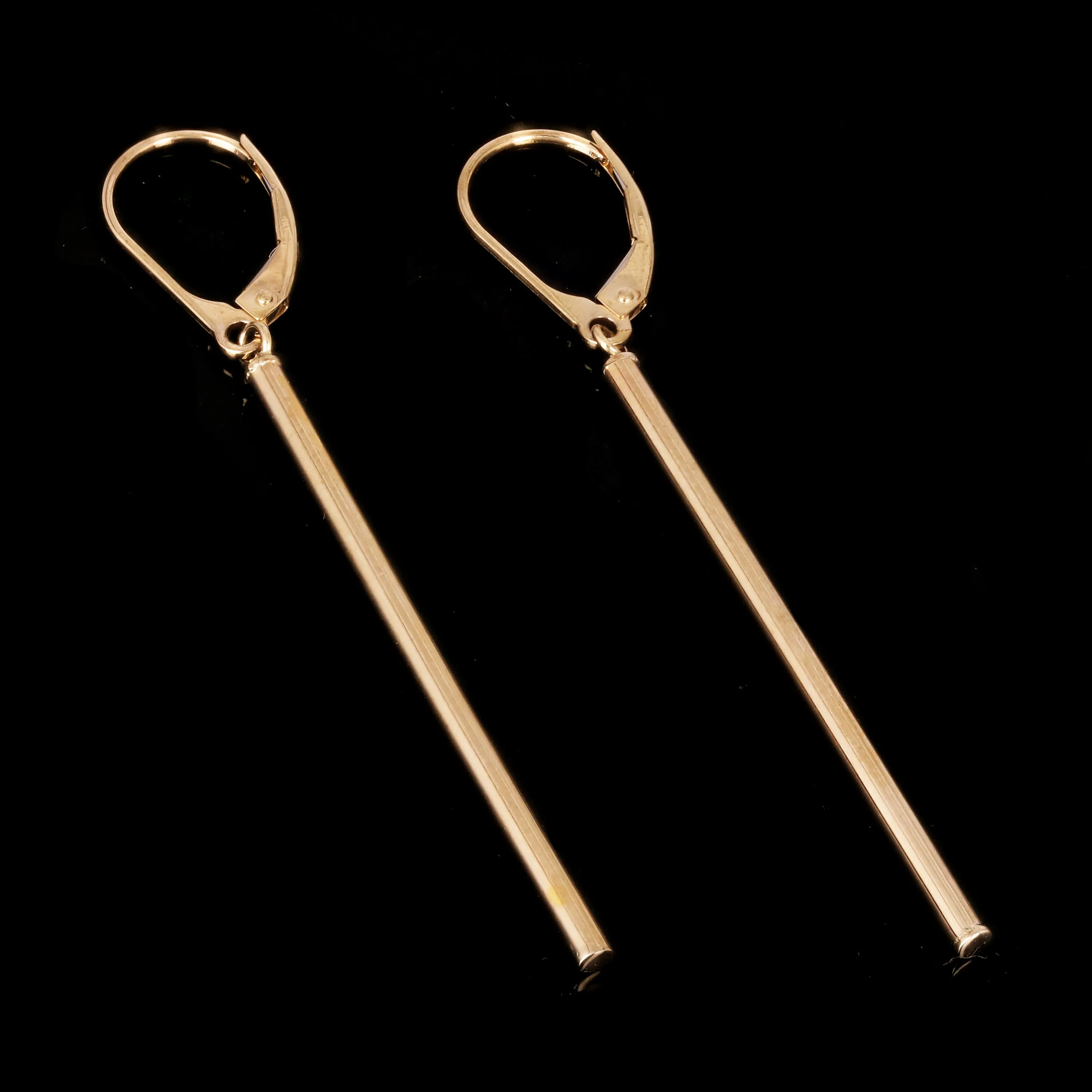 Italian 14k Yellow Gold Vertical Dangle Drop Earrings