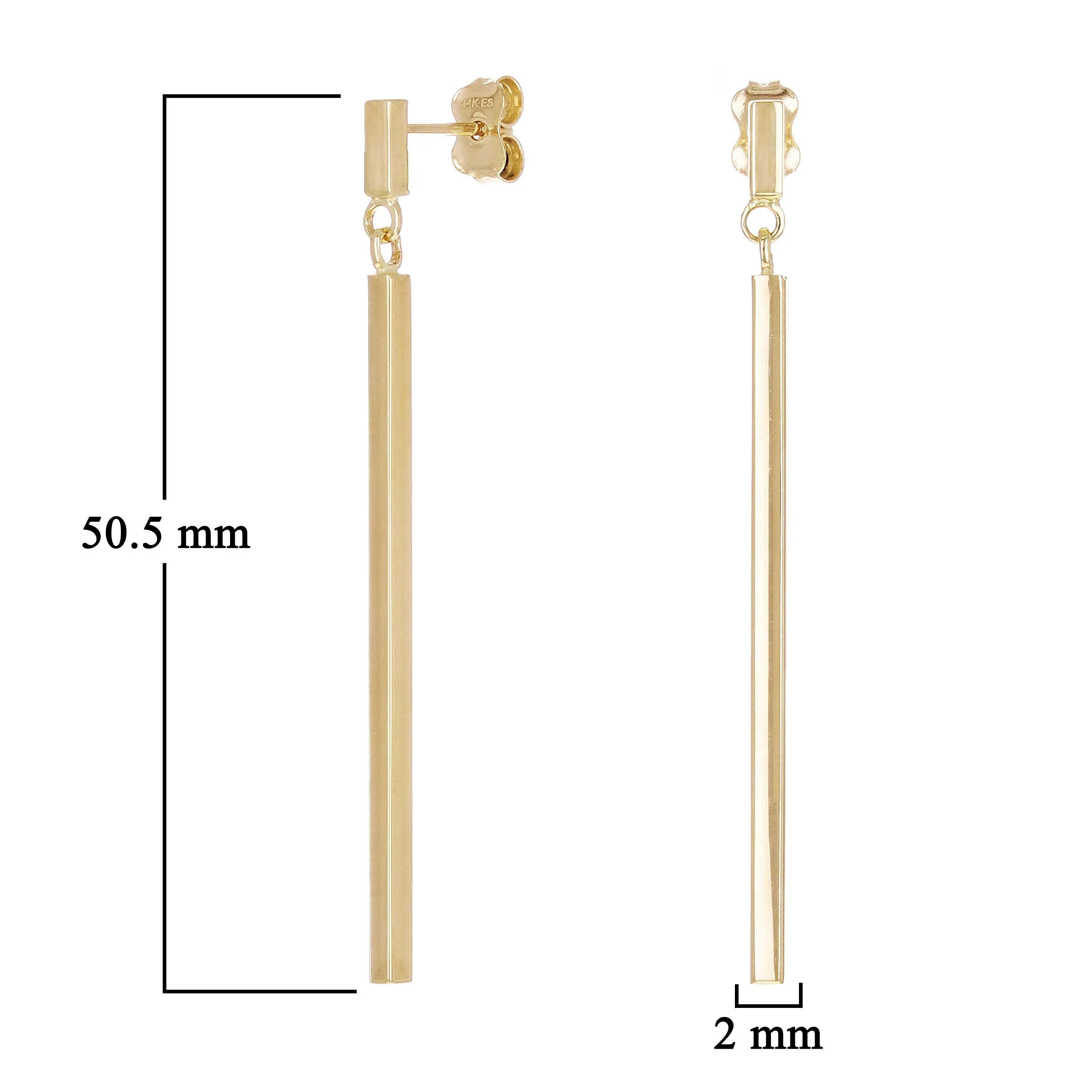 Italian 14k Yellow Gold Vertical Dangle Drop Earrings