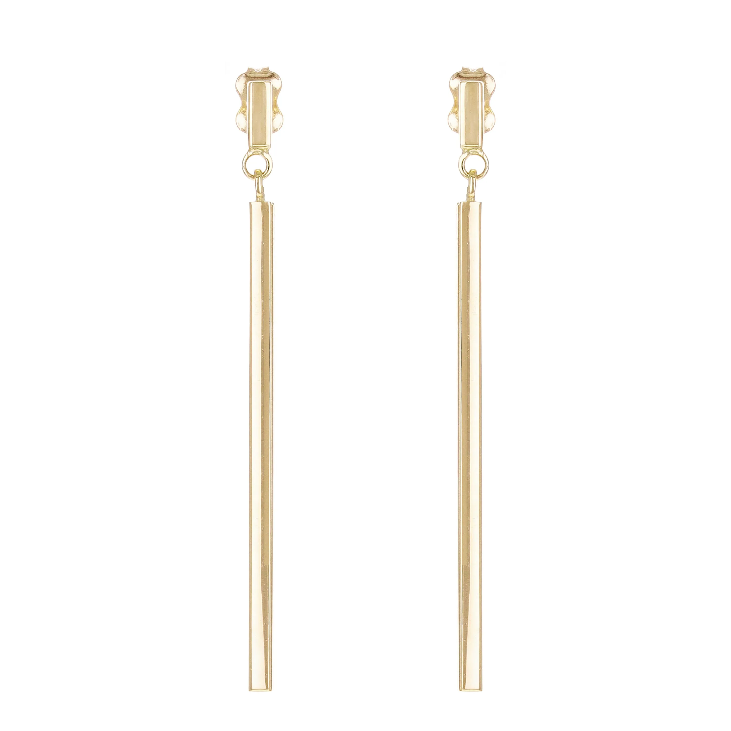 Italian 14k Yellow Gold Vertical Dangle Drop Earrings