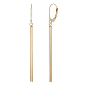 Italian 14k Yellow Gold Vertical Dangle Drop Earrings