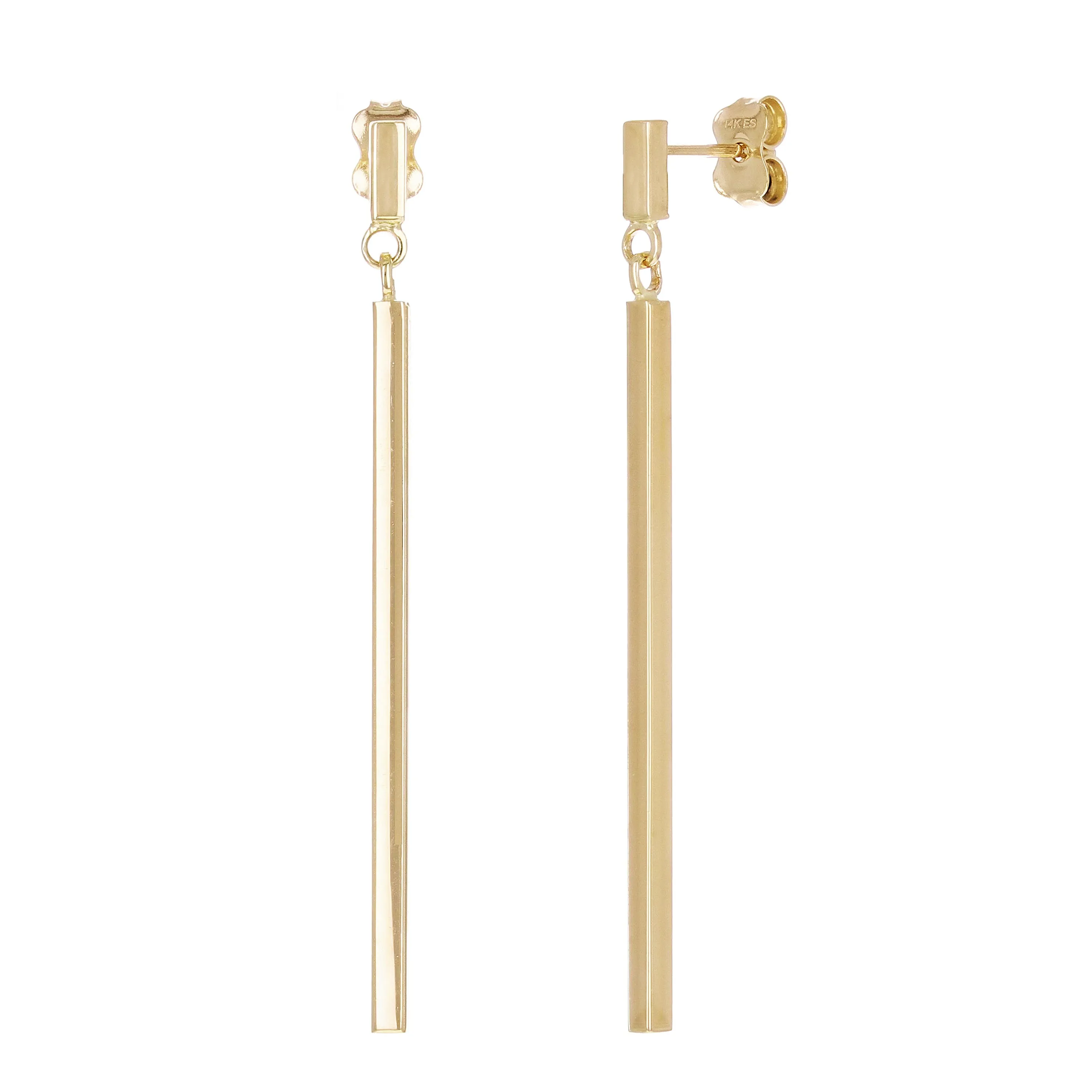 Italian 14k Yellow Gold Vertical Dangle Drop Earrings