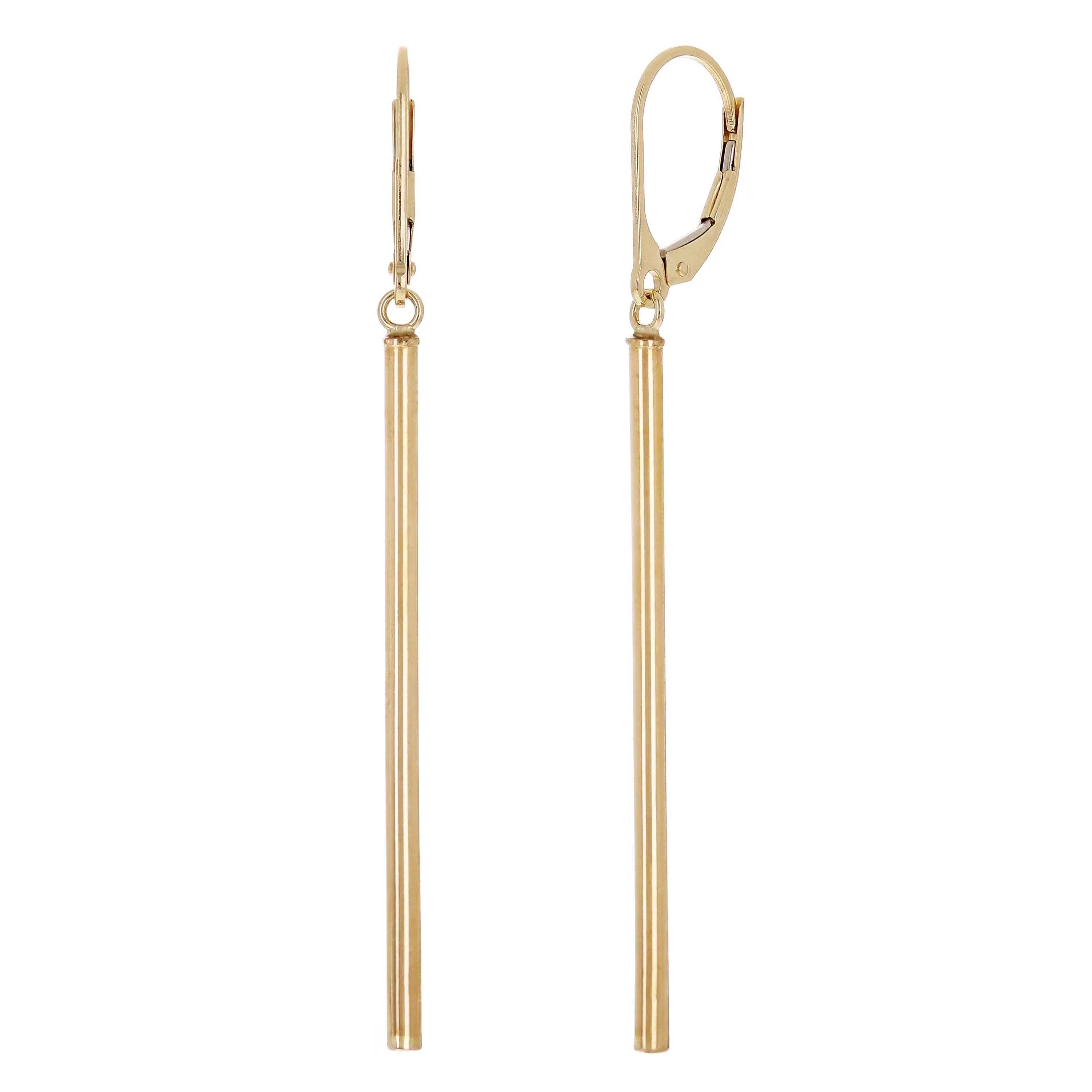 Italian 14k Yellow Gold Vertical Dangle Drop Earrings