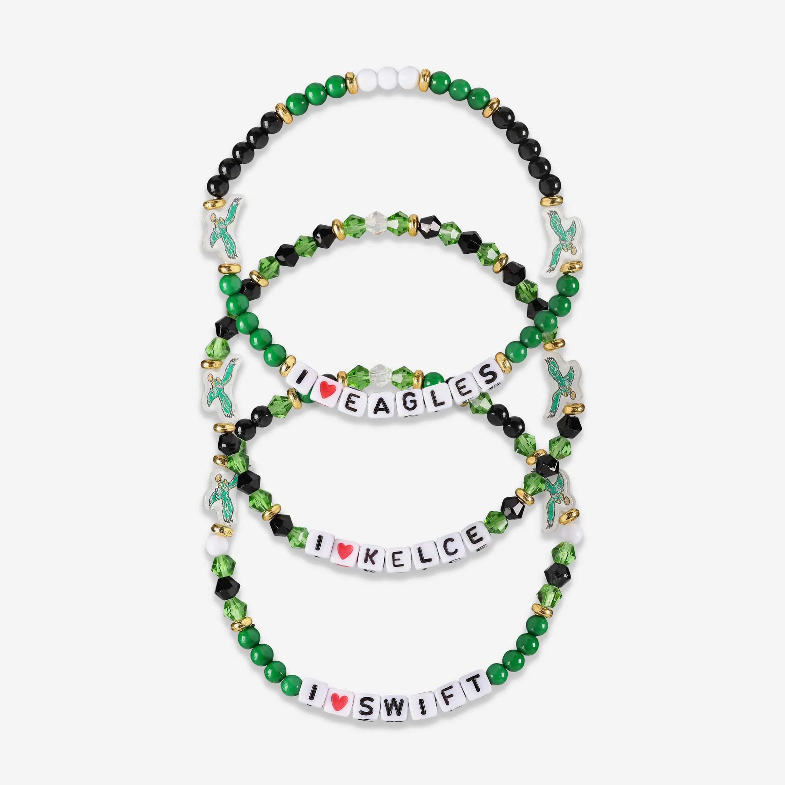 Jason Kelce & D'Andre Swift Philadelphia Eagles Kelly Green 3 Pack Player Friendship Bracelet
