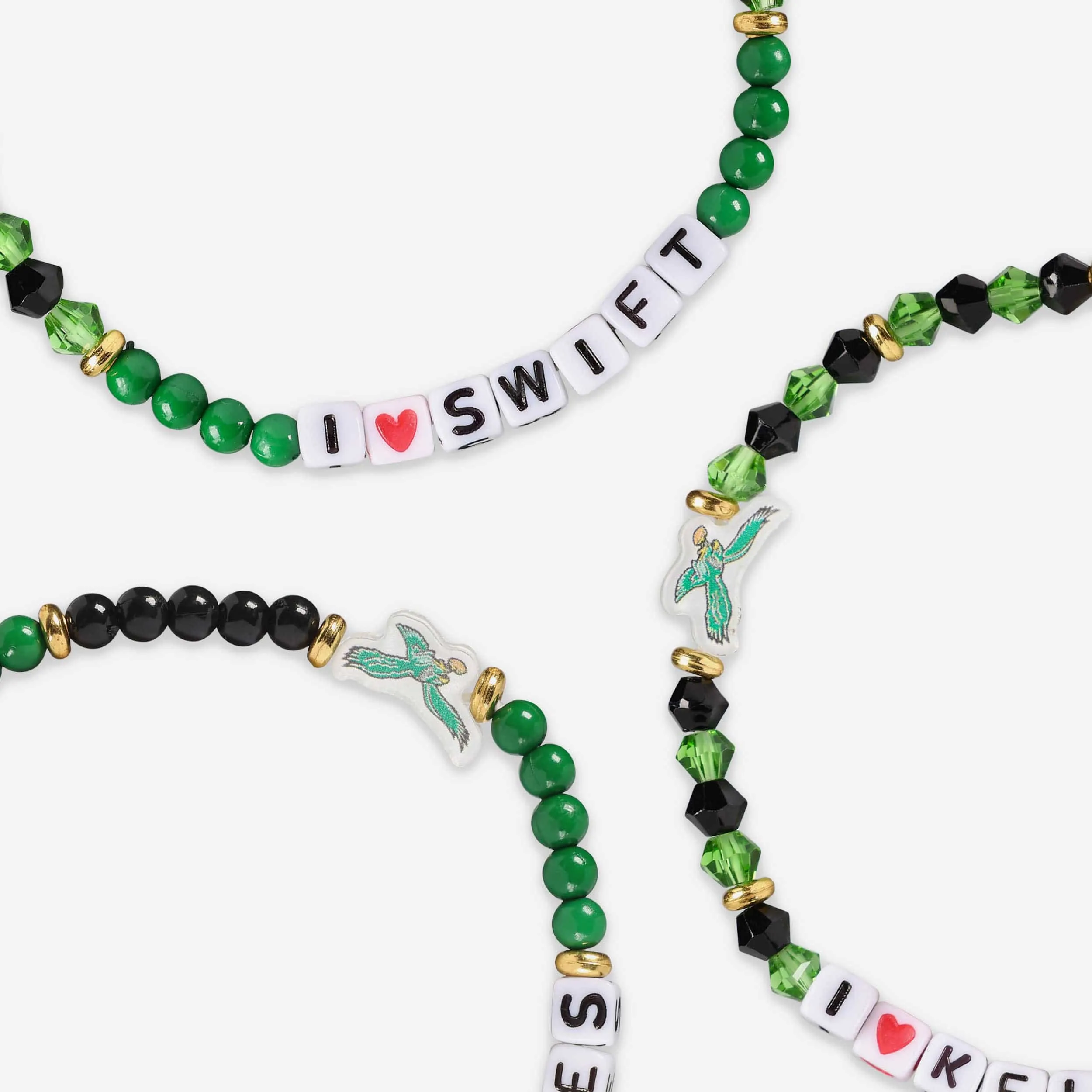 Jason Kelce & D'Andre Swift Philadelphia Eagles Kelly Green 3 Pack Player Friendship Bracelet