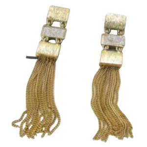 Jennifer Lopez Geometric Gold Tassel Earrings